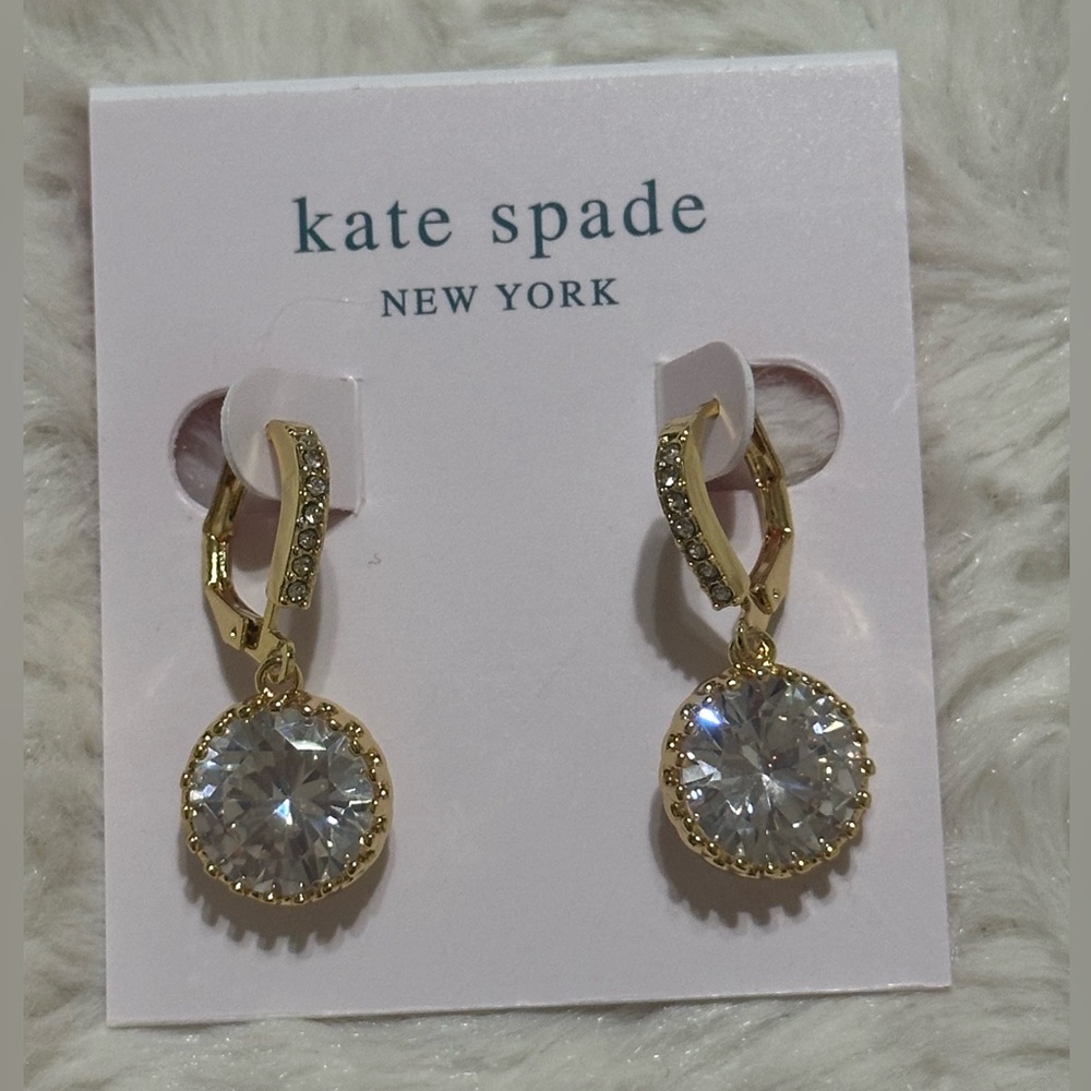 Kate Spade That Sparkle Gold Tone Dangle Earrings